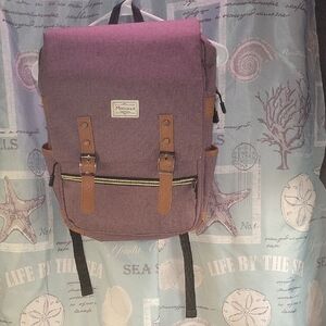 Purple and Tan Laptop Backpack For School Or Work
